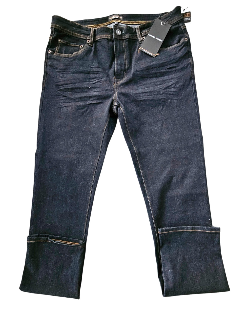 New with Tags Nickel & Iron Mens Modern Slim Fit Dk Blue Denim Jeans Size 36x32